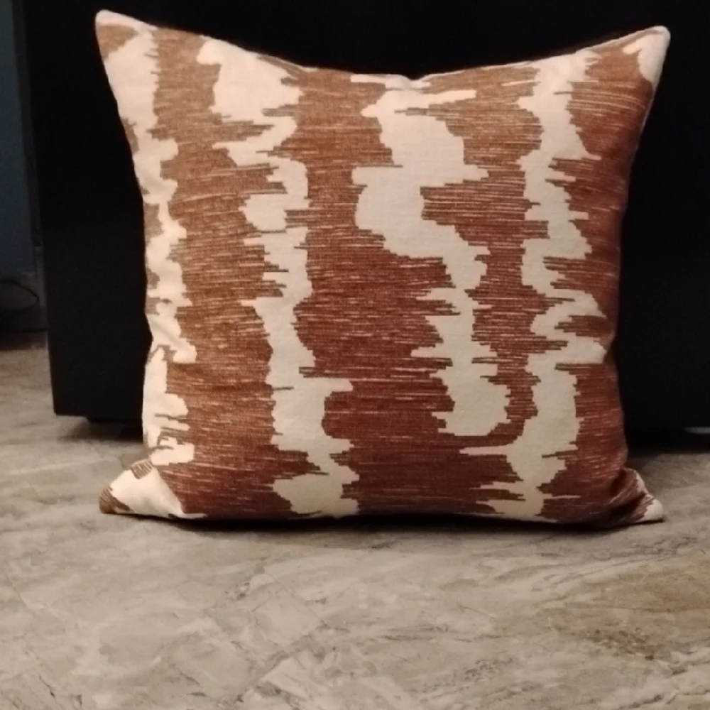 West Elm Rusty Cranberry and Cream Patterned Pillow Covers (2)